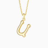 Bubble Initial Letter U Pendant Necklace