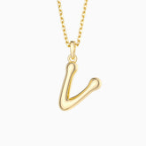 Bubble Initial Letter V Pendant Necklace