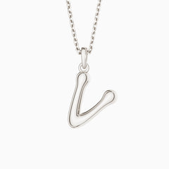 Bubble Initial Letter V Pendant Necklace