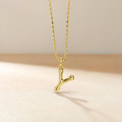 Bubble Initial Letter Y Pendant Necklace