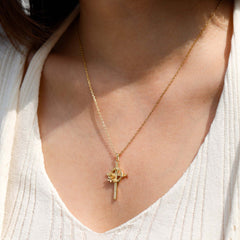 Crown of Thorns Lily Cross Pendant Necklace