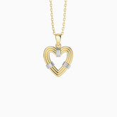 Two-Tone Heart Cord Love Knot Necklace