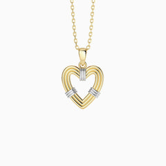 Two-Tone Heart Cord Love Knot Necklace