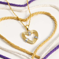 Two-Tone Heart Cord Love Knot Necklace