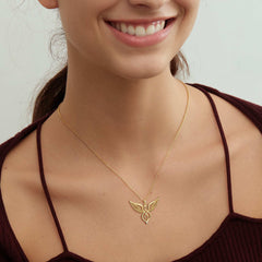 Braided Cord Angel Wing Necklace