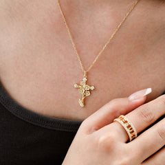 Forget-Me-Not Floral Cross Necklace