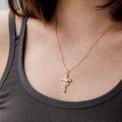 Forget-Me-Not Floral Cross Necklace