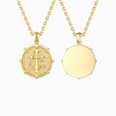 Personalized Alpha Omega Fleur-de-Lis Cross Medallion Necklace