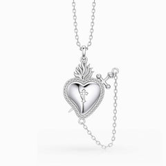 Flaming Heart with Dagger Necklace