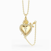 Flaming Heart with Dagger Necklace
