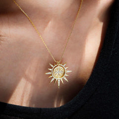 Byzantine Cross Medallion Sunburst Necklace