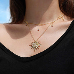 Byzantine Cross Medallion Sunburst Necklace
