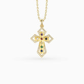 Radiant Seven Gifts Prism Cross Pendant Necklace
