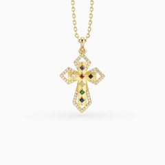 Radiant Seven Gifts Prism Cross Pendant Necklace
