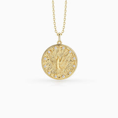 Rising Phoenix Flame Medallion Necklace