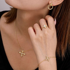 Divine Bloom Fleur-de-Lis Cross Bracelet