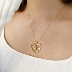 Sacred Bloom Poinsettia Love Birth Flower Necklace Set