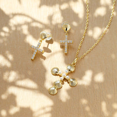 Sacred Voyage Mother of Pearl Cross Necklace