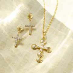 Sacred Voyage Mother of Pearl Cross Necklace