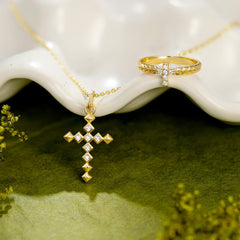Radiant Strength Studded Cross Necklace
