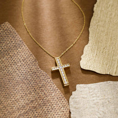 Anastasia Personalized Hidden Message Pavé Cross Necklace