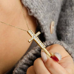 Anastasia Personalized Hidden Message Pavé Cross Necklace