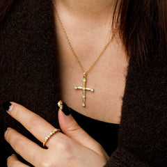 Lyra Bloom Cross Pendant Necklace
