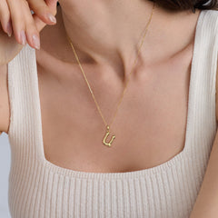 Bubble Initial Letter U Pendant Necklace