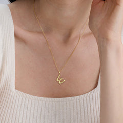 Bubble Initial Letter W Pendant Necklace