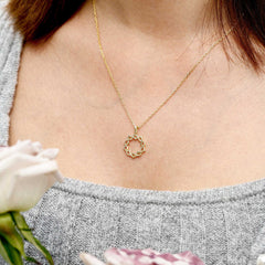 14K Solid Gold Crown of Thorns Pendant