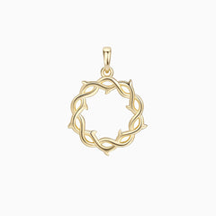 14K Solid Gold Crown of Thorns Pendant