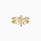 Double Zircon Cross Ring