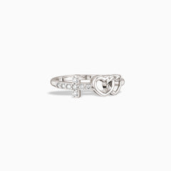 Double Heart And Cross Ring