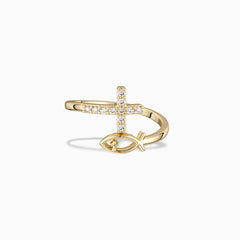 God Jesus Fish And Cross Ring