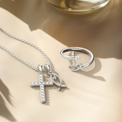 God Jesus Fish And Cross Ring