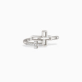 Double Hollow Cross And Infinity Ring