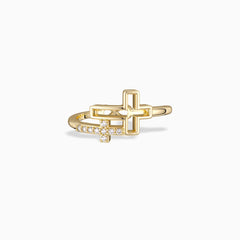 Double Hollow Cross And Infinity Ring