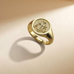 Personalized Alpha Omega Cross Signet Ring