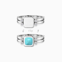 Personalized Natural Turquoise Reversible Flip Fidget Ring