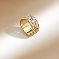 Dualtone Woven Cross Statement Ring