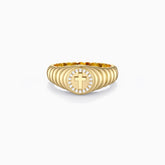 Cross Wavy Pinky Signet Ring