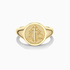 Personalized Alpha Omega Cross Signet Ring