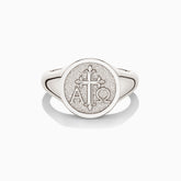 Personalized Alpha Omega Cross Signet Ring