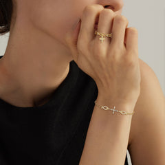 Ichthys Band Dangling Cross Ring