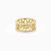 Cross and Four-Leaf Clover Statement Ring