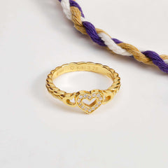 Personalized Braided Trinity Heart Ring