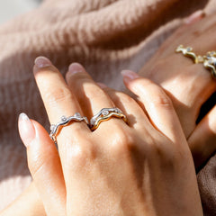 Elysian Wave Bezel Set Stacking Ring