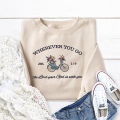 Wherever You Go Bicycle Embroidered Crewneck Sweatshirt