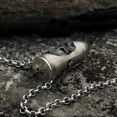 Skull and Crossbones Bullet Pendant Necklace