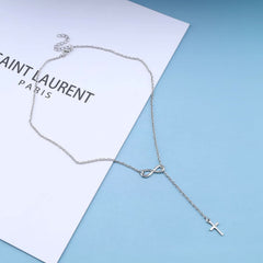 Eternal Infinity Symbol & Cross Silver Necklace